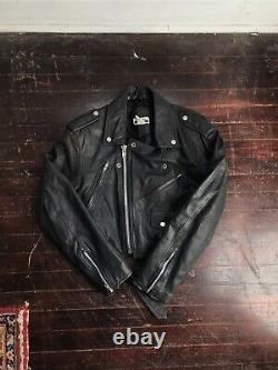 Vintage Contempo Casuals Crop Black Leather Moto Biker Jacket Size Medium
