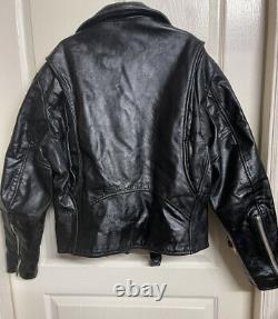 Vintage Cooper Biker Double Rider Black 70's Leather Jacket Size 42
