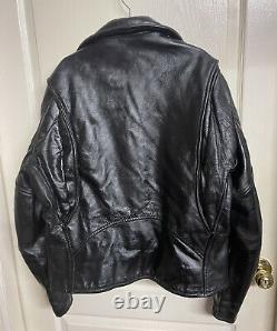 Vintage Cooper Biker Double Rider Black 70's Leather Jacket Size 42