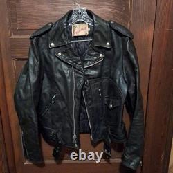 Vintage Cycle Rider Black Leather Motorcycle Jacket Size 42