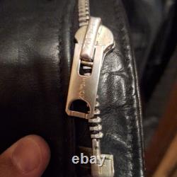 Vintage Cycle Rider Black Leather Motorcycle Jacket Size 42