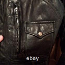 Vintage Cycle Rider Black Leather Motorcycle Jacket Size 42