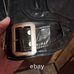 Vintage Cycle Rider Black Leather Motorcycle Jacket Size 42