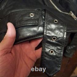 Vintage Cycle Rider Black Leather Motorcycle Jacket Size 42