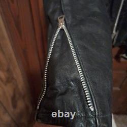 Vintage Cycle Rider Black Leather Motorcycle Jacket Size 42