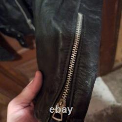 Vintage Cycle Rider Black Leather Motorcycle Jacket Size 42