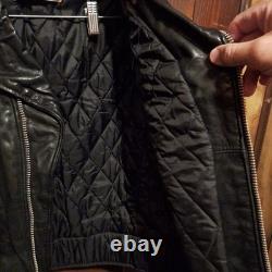 Vintage Cycle Rider Black Leather Motorcycle Jacket Size 42