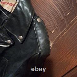 Vintage Cycle Rider Black Leather Motorcycle Jacket Size 42