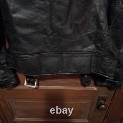 Vintage Cycle Rider Black Leather Motorcycle Jacket Size 42