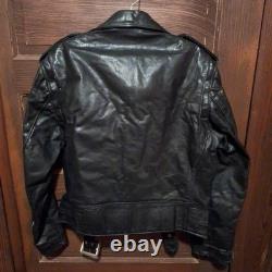 Vintage Cycle Rider Black Leather Motorcycle Jacket Size 42