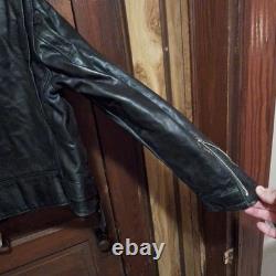 Vintage Cycle Rider Black Leather Motorcycle Jacket Size 42