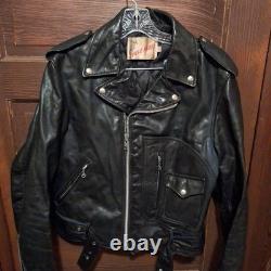 Vintage Cycle Rider Black Leather Motorcycle Jacket Size 42