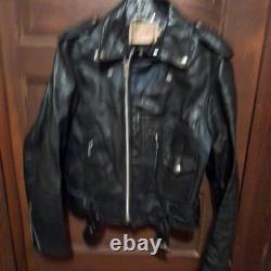 Vintage Cycle Rider Black Leather Motorcycle Jacket Size 42