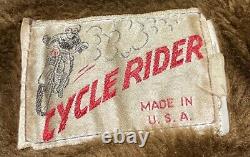 Vintage Cycle Rider Leather Men Jacket- Brown Color Size 44