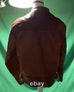 Vintage Cycle Rider Leather Men Jacket- Brown Color Size 44