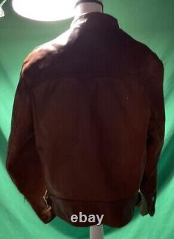 Vintage Cycle Rider Leather Men Jacket- Brown Color Size 44