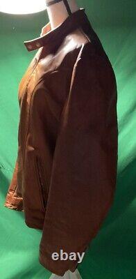 Vintage Cycle Rider Leather Men Jacket- Brown Color Size 44