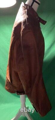 Vintage Cycle Rider Leather Men Jacket- Brown Color Size 44
