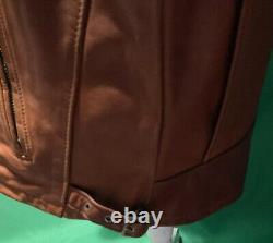 Vintage Cycle Rider Leather Men Jacket- Brown Color Size 44