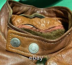 Vintage Cycle Rider Leather Men Jacket- Brown Color Size 44