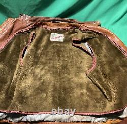 Vintage Cycle Rider Leather Men Jacket- Brown Color Size 44