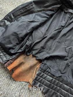Vintage DISTRESSED patina MOTORCYCLE leather jacket 46 black POLICE mad-max