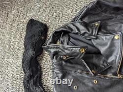 Vintage DISTRESSED patina MOTORCYCLE leather jacket 46 black POLICE mad-max