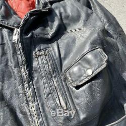 Vintage D-POCKET Horsehide Leather Jacket L Large Mens SEARS Oakbrook Sportswear