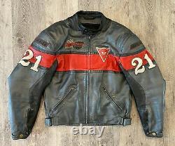 Vintage Dainese Motorcycle leather Jacket Biker Riding Red Black Sz 54