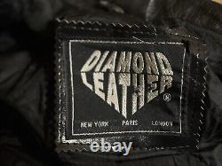 Vintage Diamond Leather Collection Studded Jacket Zip Up Biker Size 44 Unisex