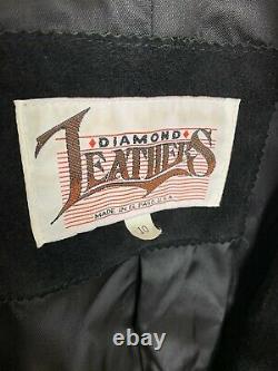 Vintage Diamond Leathers Women's Black & Brown Leather Fringe motorcycle Jacket