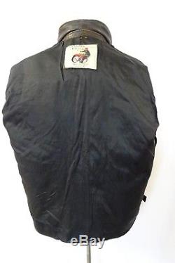 Vintage Distressed Brown Italian Leather Motorcycle Biker Jacket Coat (XL) KB557