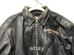Vintage Distressed Harley-Davidson Men's Small Black Leather Jacket