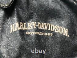 Vintage Distressed Harley-Davidson Men's Small Black Leather Jacket