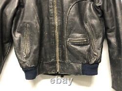 Vintage Distressed Harley-Davidson Men's Small Black Leather Jacket