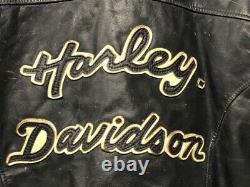 Vintage Distressed Harley-Davidson Men's Small Black Leather Jacket