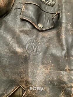 Vintage Distressed Schott Leather Motorcycle Jacket For Display Only