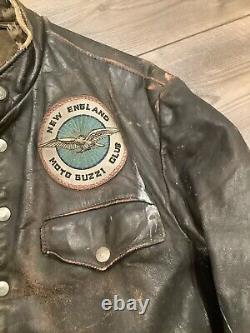 Vintage Distressed Schott Leather Motorcycle Jacket For Display Only