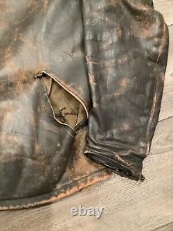 Vintage Distressed Schott Leather Motorcycle Jacket For Display Only