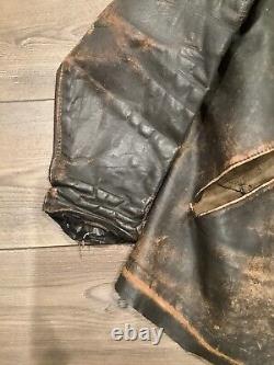 Vintage Distressed Schott Leather Motorcycle Jacket For Display Only