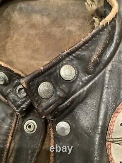 Vintage Distressed Schott Leather Motorcycle Jacket For Display Only