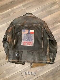 Vintage Distressed Schott Leather Motorcycle Jacket For Display Only
