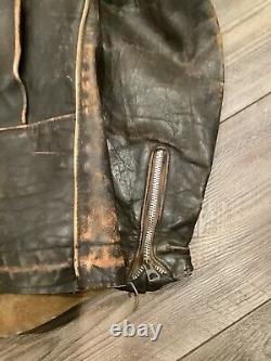 Vintage Distressed Schott Leather Motorcycle Jacket For Display Only