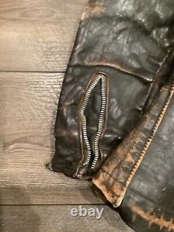 Vintage Distressed Schott Leather Motorcycle Jacket For Display Only