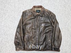 Vintage EDDIE BAUER leather jacket L brown PATINA broke-in MOTORCYCLE mad max 44