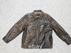 Vintage EDDIE BAUER leather jacket L brown PATINA broke-in MOTORCYCLE mad max 44