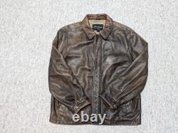 Vintage EDDIE BAUER leather jacket L brown PATINA broke-in MOTORCYCLE mad max 44