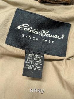 Vintage EDDIE BAUER leather jacket L brown PATINA broke-in MOTORCYCLE mad max 44