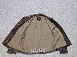 Vintage EDDIE BAUER leather jacket L brown PATINA broke-in MOTORCYCLE mad max 44