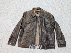 Vintage EDDIE BAUER leather jacket L brown PATINA broke-in MOTORCYCLE mad max 44